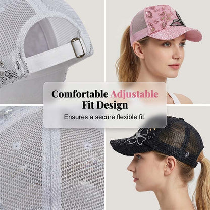Rhinestone Butterfly Sequin Baseball Cap
