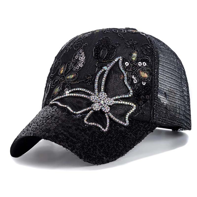 Rhinestone Butterfly Sequin Baseball Cap
