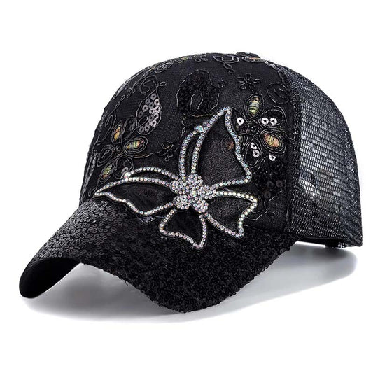 Rhinestone Butterfly Sequin Baseball Cap