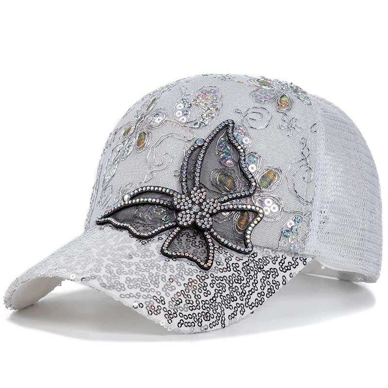 Rhinestone Butterfly Sequin Baseball Cap