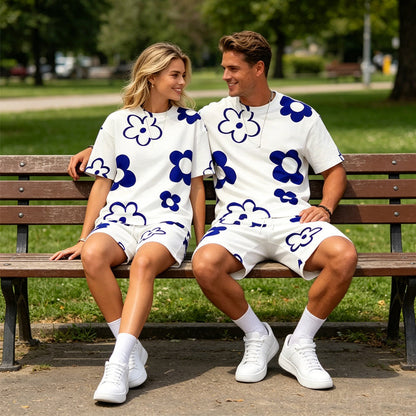 Unisex Floral Print T-Shirt and Shorts Set