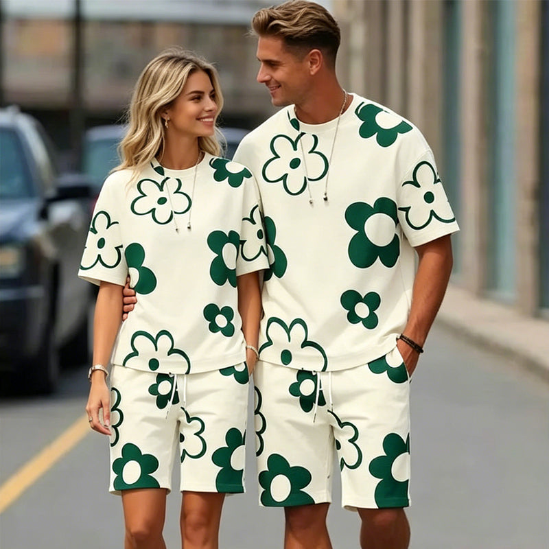 Unisex Floral Print T-Shirt and Shorts Set