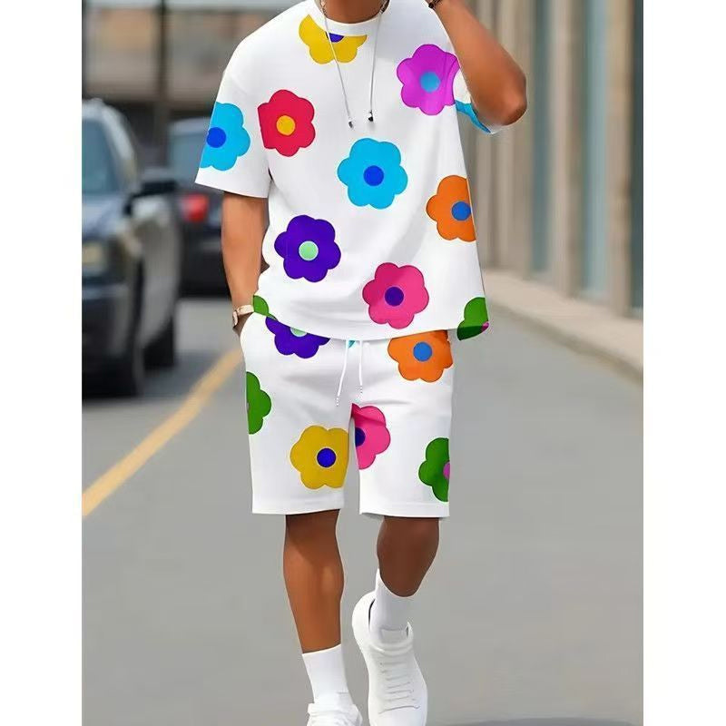 Unisex Floral Print T-Shirt and Shorts Set