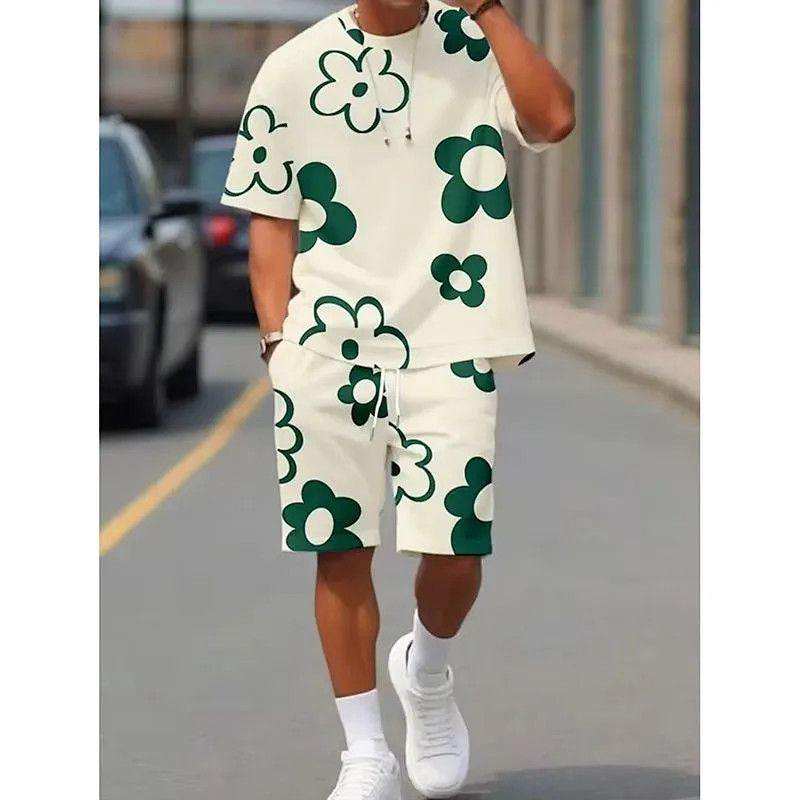 Unisex Floral Print T-Shirt and Shorts Set