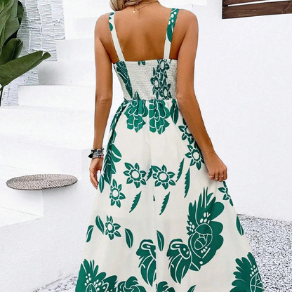 📢📢30% OFF !! ⏰Women's Floral Print Spaghetti Strap Dress🌿👗