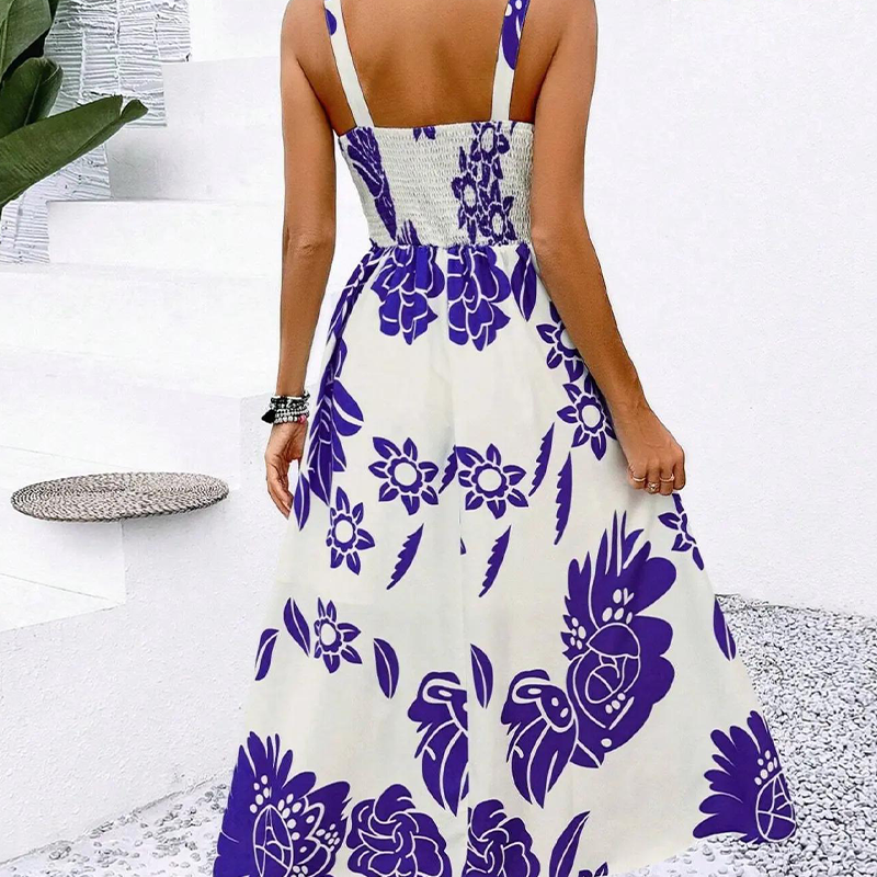 📢📢30% OFF !! ⏰Women's Floral Print Spaghetti Strap Dress🌿👗