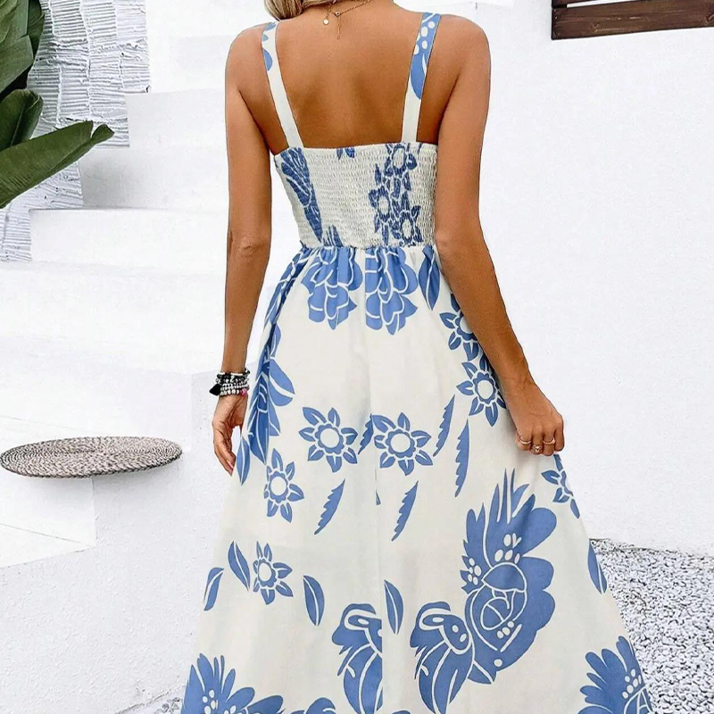 📢📢30% OFF !! ⏰Women's Floral Print Spaghetti Strap Dress🌿👗