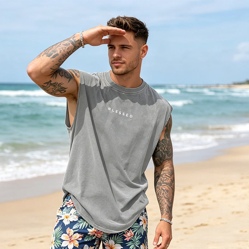 📢📢40% OFF !! ⏰Vintage Wash Loose Fit Gym Muscle Tee