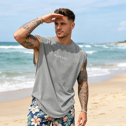 📢📢40% OFF !! ⏰Vintage Wash Loose Fit Gym Muscle Tee