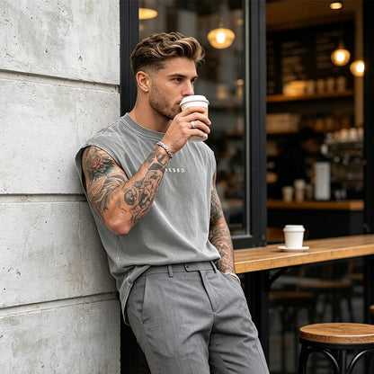 📢📢40% OFF !! ⏰Vintage Wash Loose Fit Gym Muscle Tee