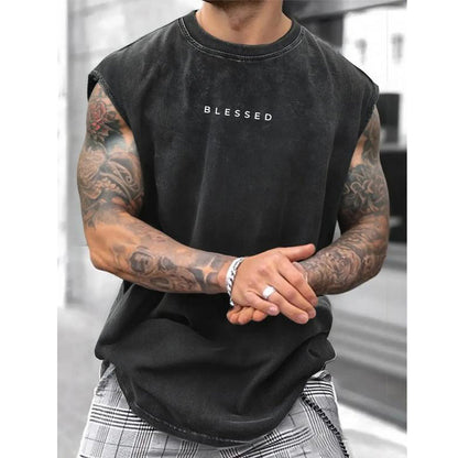 📢📢40% OFF !! ⏰Vintage Wash Loose Fit Gym Muscle Tee