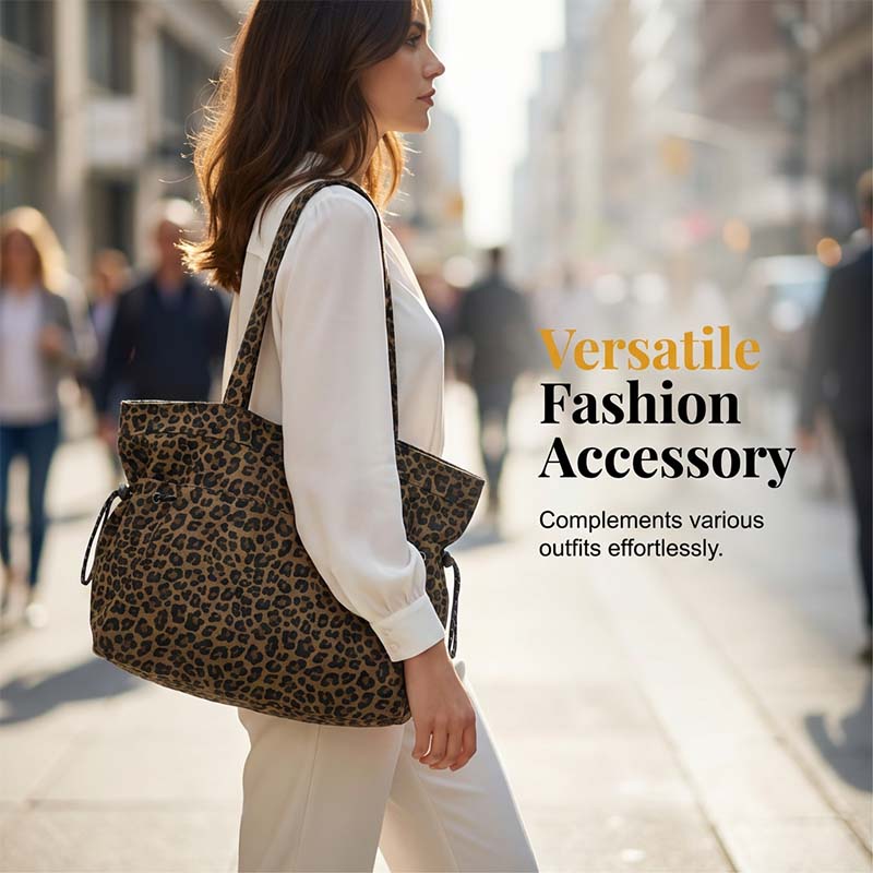 👜 30% OFF NOW! 🐆 Leopard Print Canvas Shoulder Bag – Chic & Spacious ✨