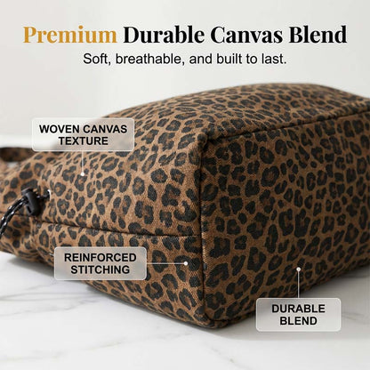 👜 30% OFF NOW! 🐆 Leopard Print Canvas Shoulder Bag – Chic & Spacious ✨