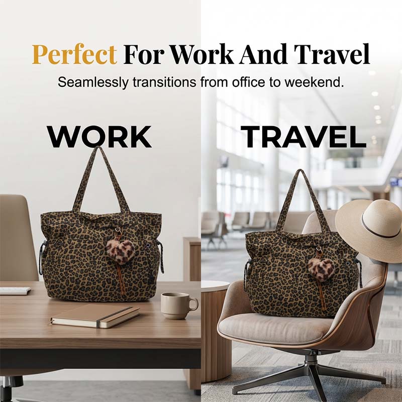 👜 30% OFF NOW! 🐆 Leopard Print Canvas Shoulder Bag – Chic & Spacious ✨