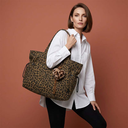 👜 30% OFF NOW! 🐆 Leopard Print Canvas Shoulder Bag – Chic & Spacious ✨