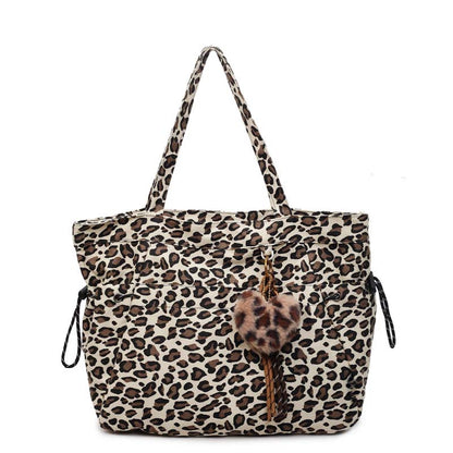 👜 30% OFF NOW! 🐆 Leopard Print Canvas Shoulder Bag – Chic & Spacious ✨