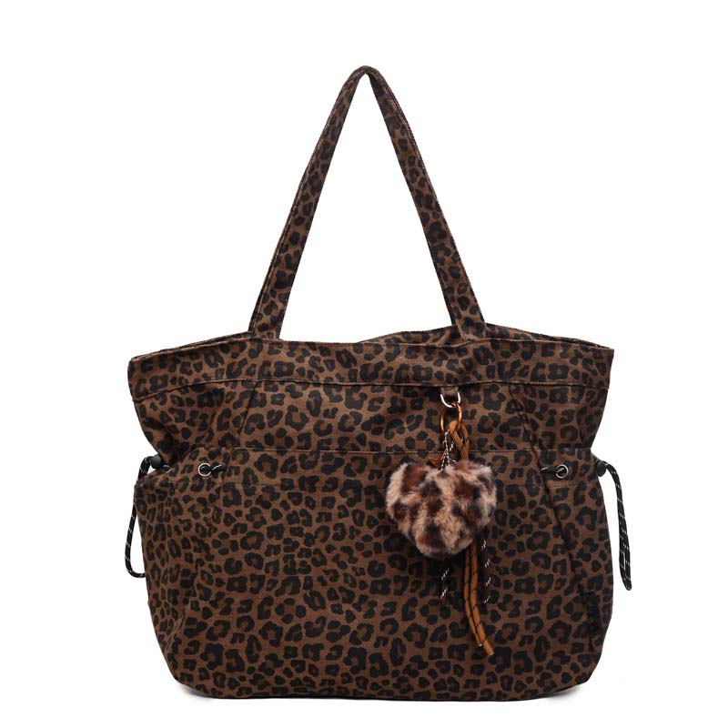 👜 30% OFF NOW! 🐆 Leopard Print Canvas Shoulder Bag – Chic & Spacious ✨