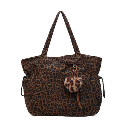 👜 30% OFF NOW! 🐆 Leopard Print Canvas Shoulder Bag – Chic & Spacious ✨