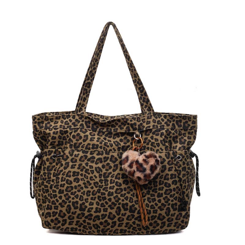 👜 30% OFF NOW! 🐆 Leopard Print Canvas Shoulder Bag – Chic & Spacious ✨