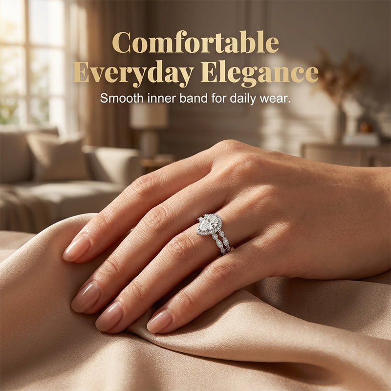 📢📢30% OFF !! ⏰Pear-Shaped Teardrop Engagement Ring Set