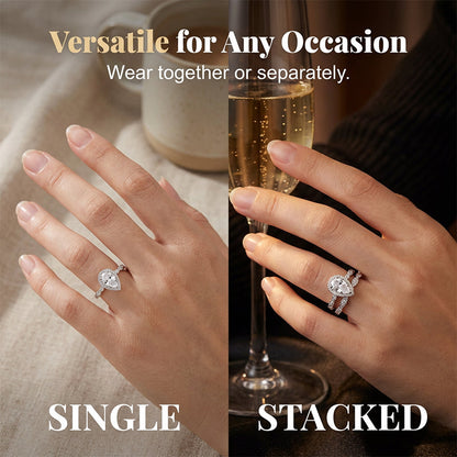 📢📢30% OFF !! ⏰Pear-Shaped Teardrop Engagement Ring Set