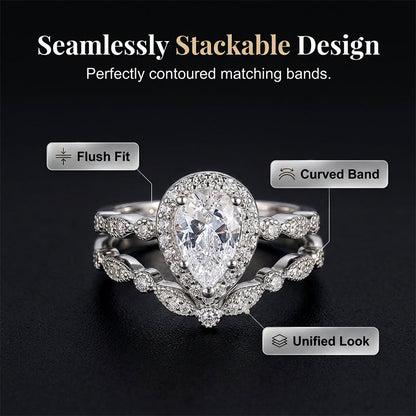 📢📢30% OFF !! ⏰Pear-Shaped Teardrop Engagement Ring Set