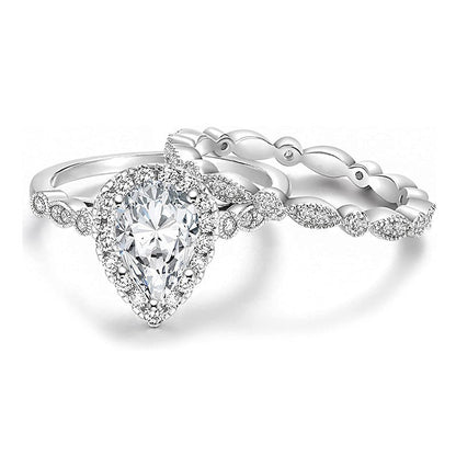 📢📢30% OFF !! ⏰Pear-Shaped Teardrop Engagement Ring Set