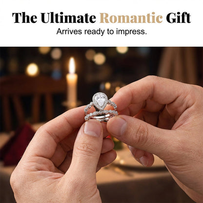 📢📢30% OFF !! ⏰Pear-Shaped Teardrop Engagement Ring Set