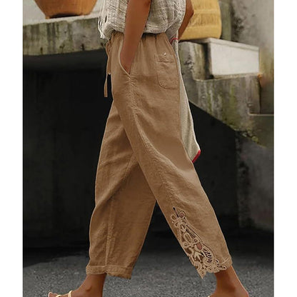 Women's Lace Trim Drawstring Pants