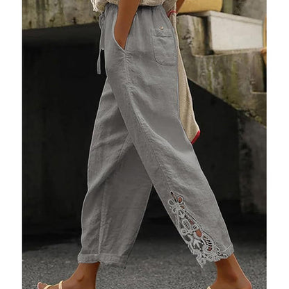 Women's Lace Trim Drawstring Pants
