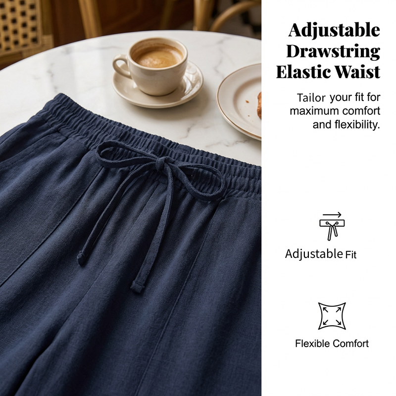 Women's Cotton-Linen Blend Cropped Pants