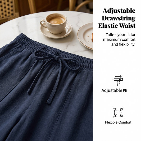 Women's Cotton-Linen Blend Cropped Pants
