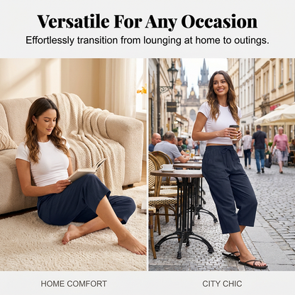 Women's Cotton-Linen Blend Cropped Pants