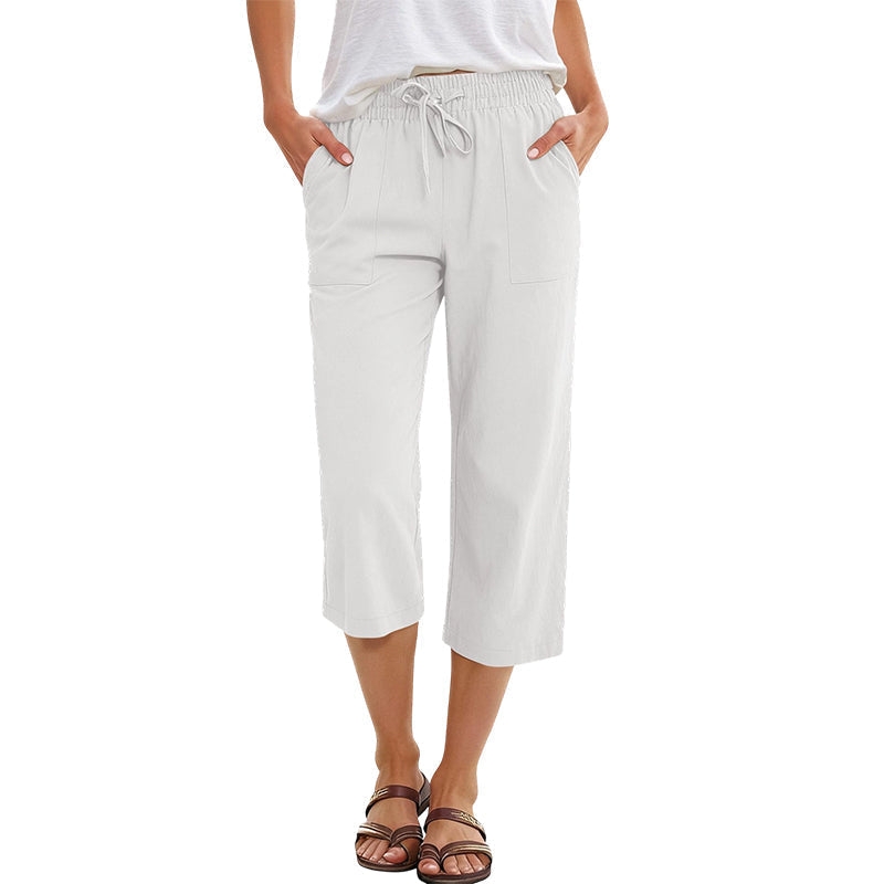 Women's Cotton-Linen Blend Cropped Pants