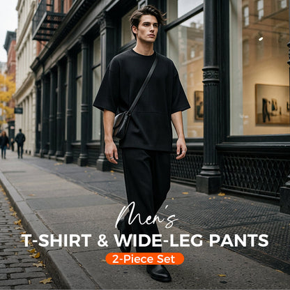 📢📢30% OFF !! ⏰Men's T-Shirt & Wide-Leg Pants 2-Piece Set