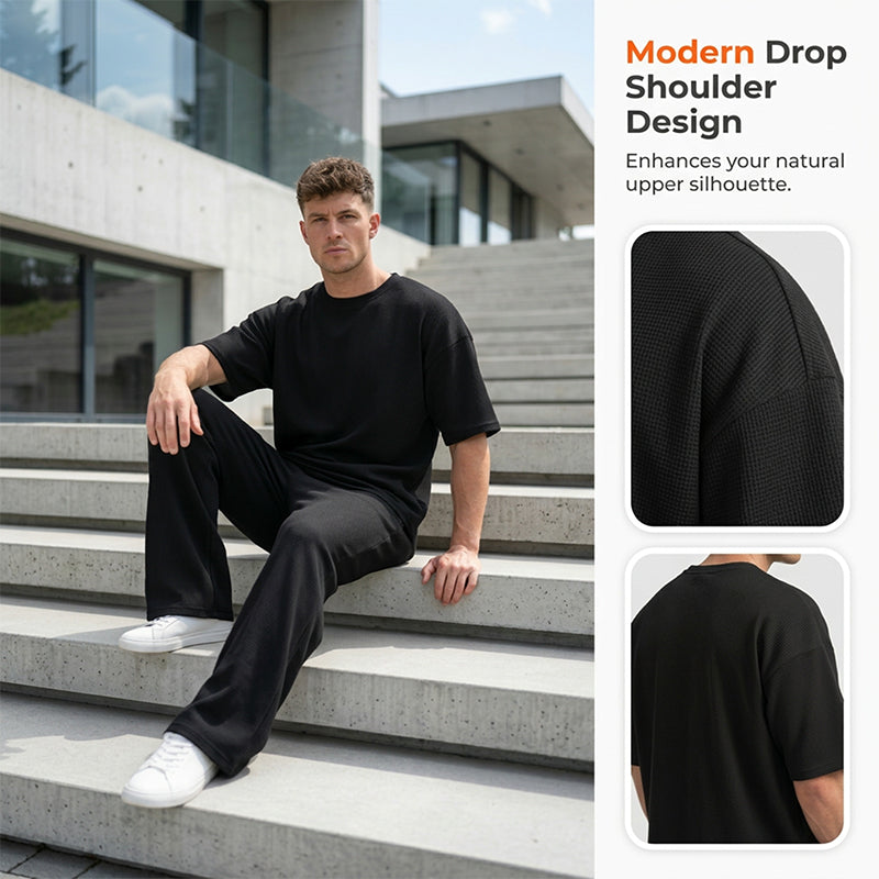 📢📢30% OFF !! ⏰Men's T-Shirt & Wide-Leg Pants 2-Piece Set