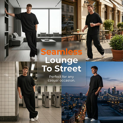 📢📢30% OFF !! ⏰Men's T-Shirt & Wide-Leg Pants 2-Piece Set